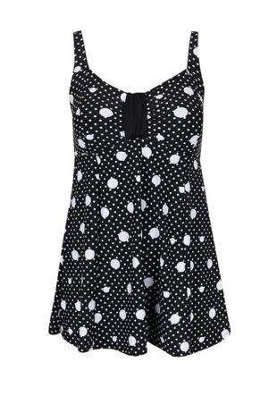 Bílo-černé puntíkované plavky - šaty